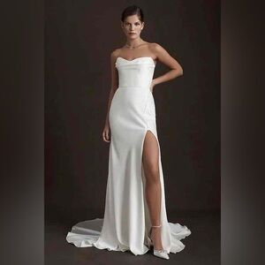 BHLDN Watters Orlie Strapless Corset Satin Sheath Wedding Gown